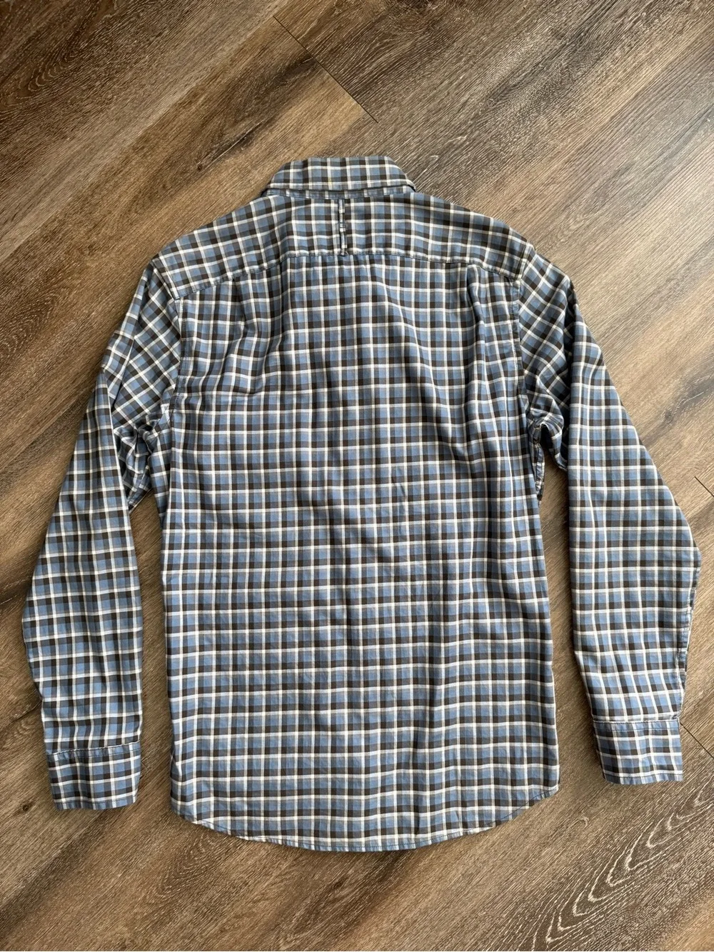 Banana Republic Plaid Button Front Shirt Men’s Small Blue Brown Soft Cotton